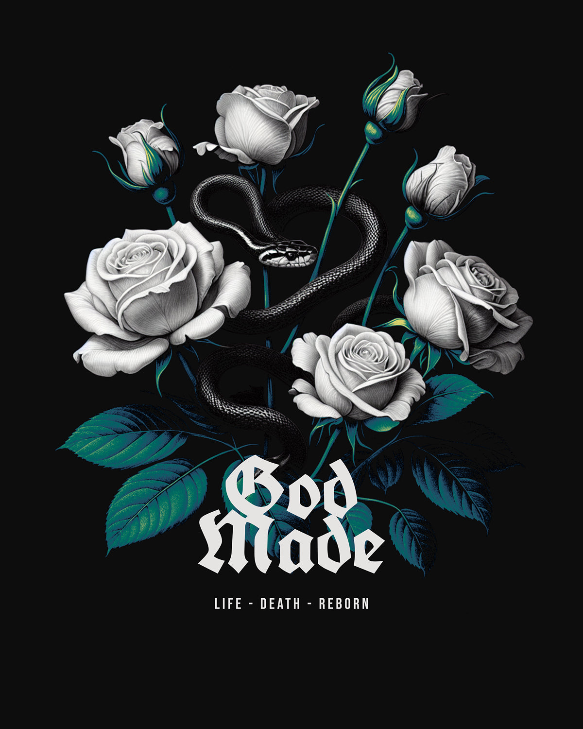 Camiseta God Mode Unisex – Serpiente y Rosas