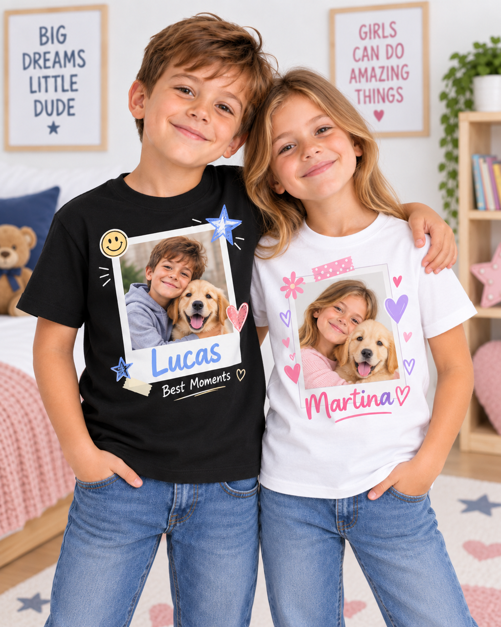 Camiseta Infantil Personalizada con Mascota y Nombre