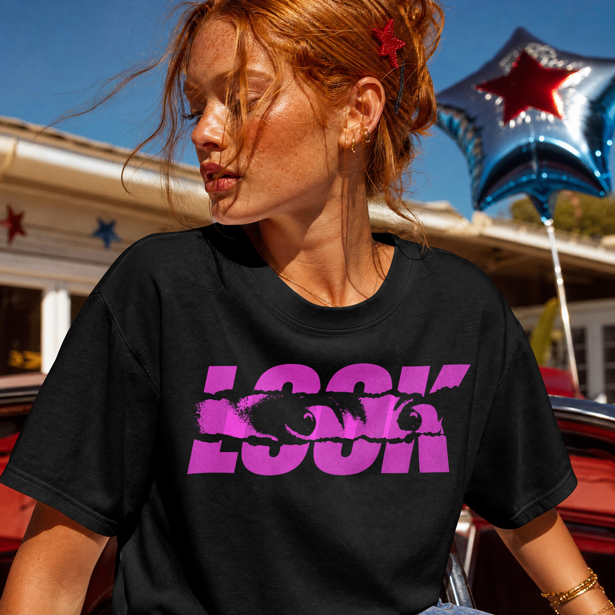 Camiseta unisex LOOK negra – Estilo urbano